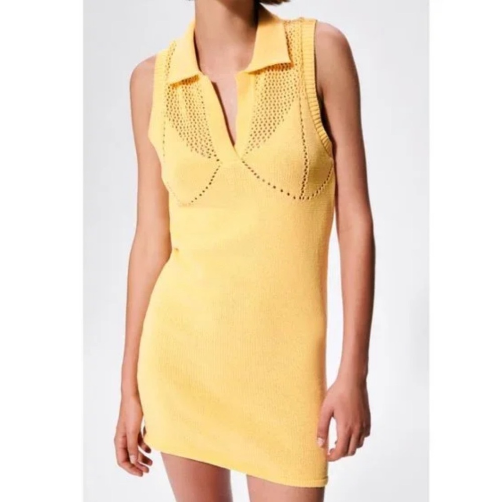 Zara knit open back chenille mini dress